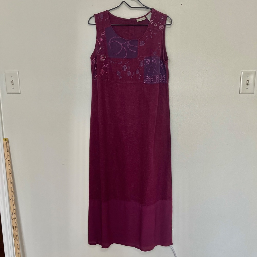 Vintage White Stag Embroidered Maxi Dress Women's M Boho Whimsigoth Cottage Core